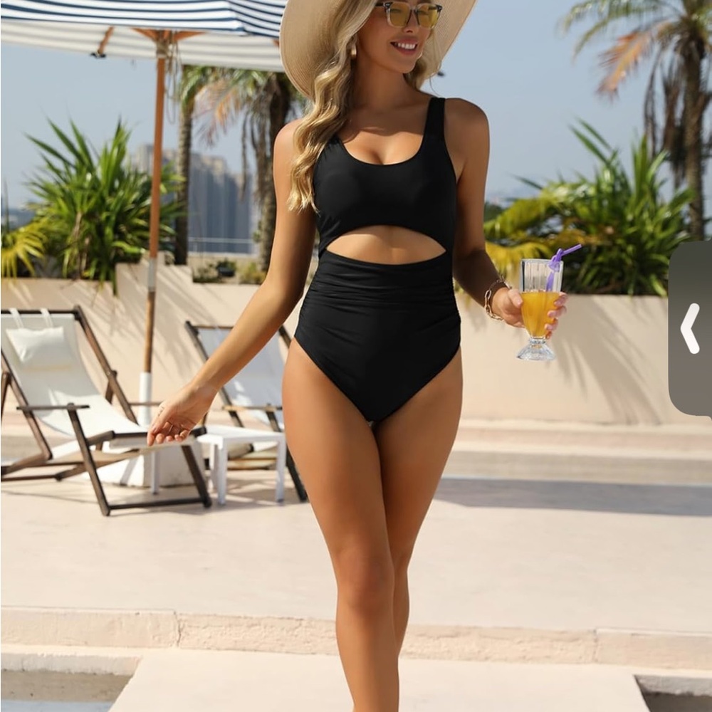 Elegant Black Cutout Swimsuit